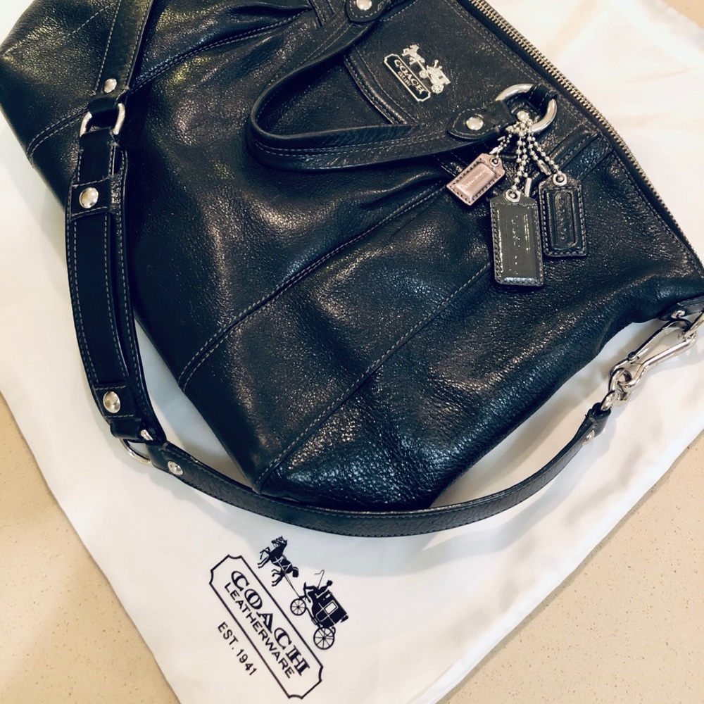 Black leather coach purse - Picture 2 of 8
